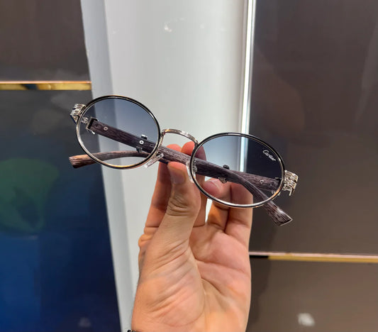 Grey Blue Round Luxury Shade Sunglasses