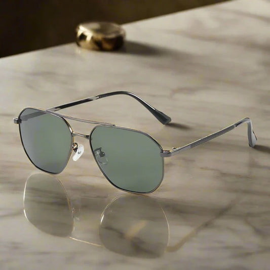 Gunmetal Frame with Green Lens Sunglasses
