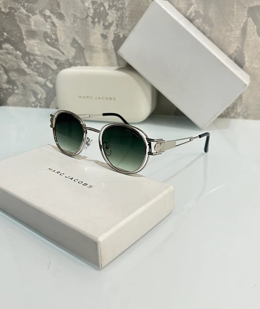 Silver Green Round Unique Sunglasses
