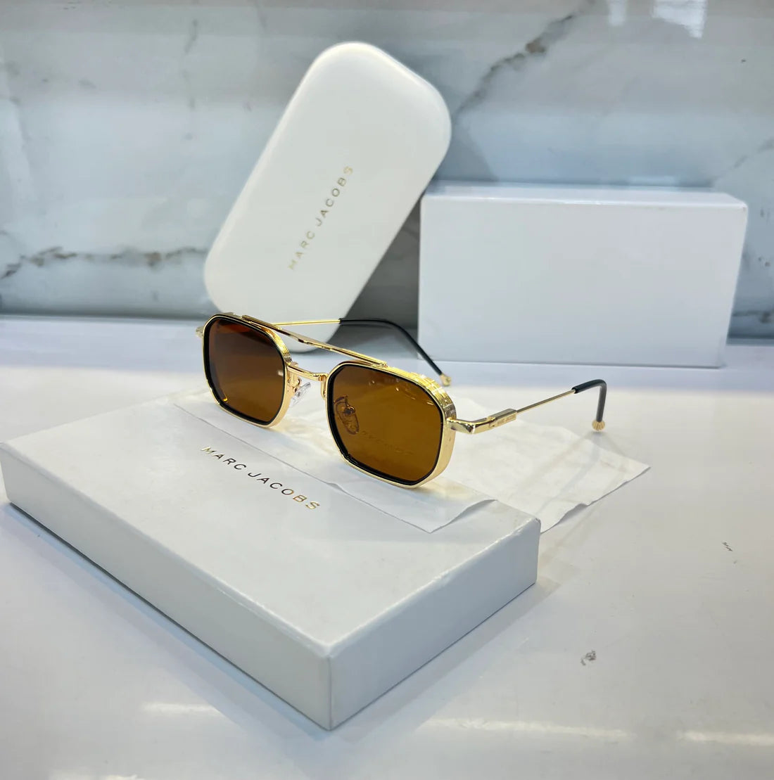 Metal Brown Luxury Unisex Sunglasses
