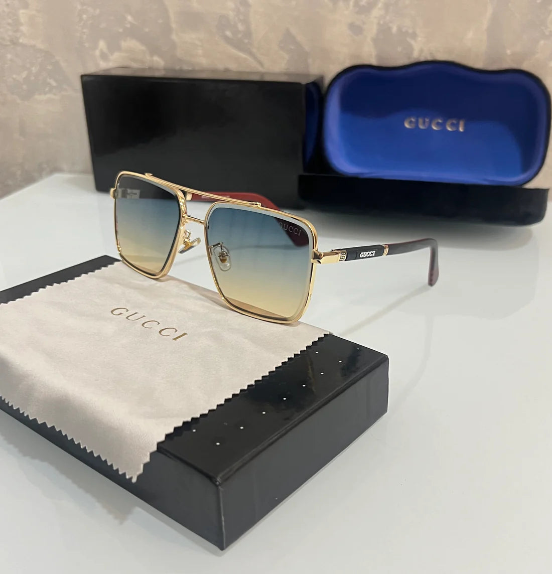 Gold dual Shade Metal Luxury Sunglasses
