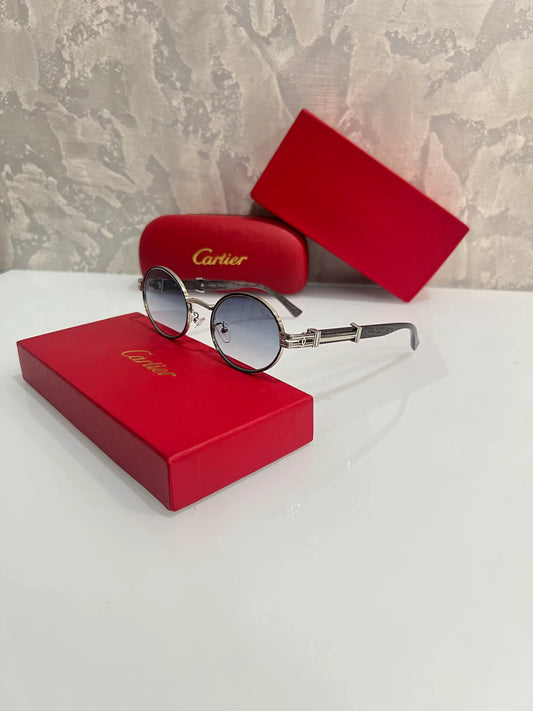 Grey Blue Round Luxury Shade Sunglasses