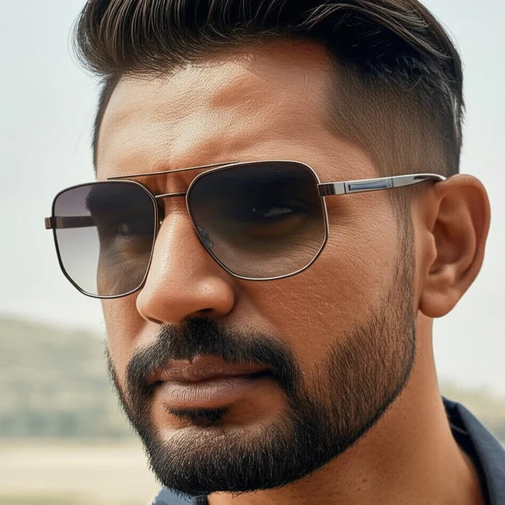 Gun Gradient Blue Grey Sunglasses for Men