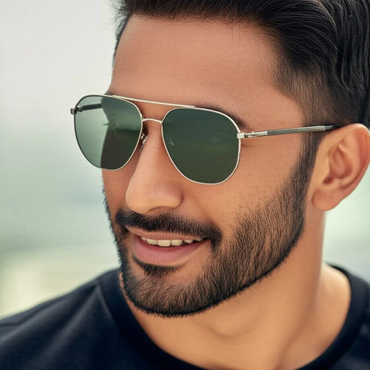 Gunmetal Frame with Green Lens Sunglasses