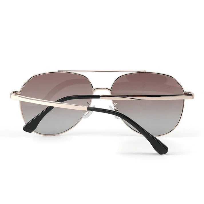 Gold Frame with Gradient Tea Lens Sunglasses