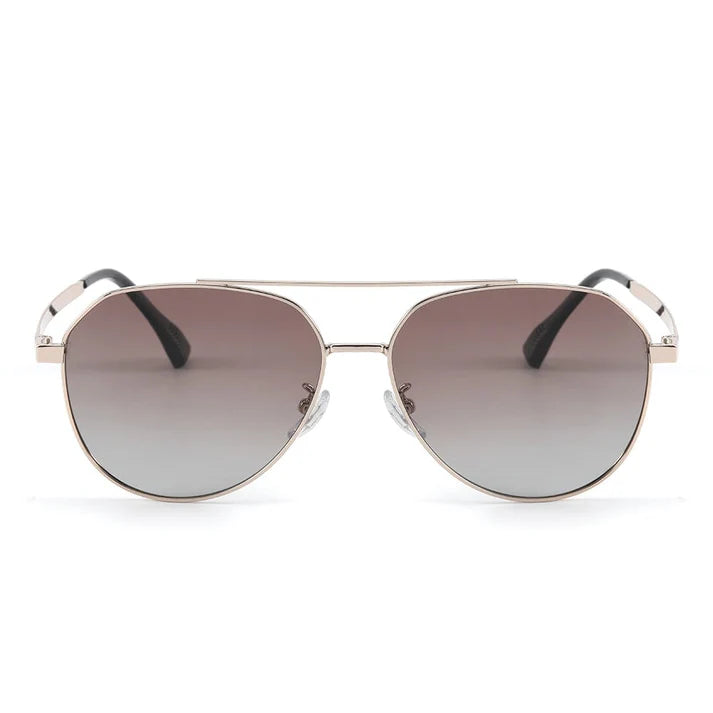 Gold Frame with Gradient Tea Lens Sunglasses